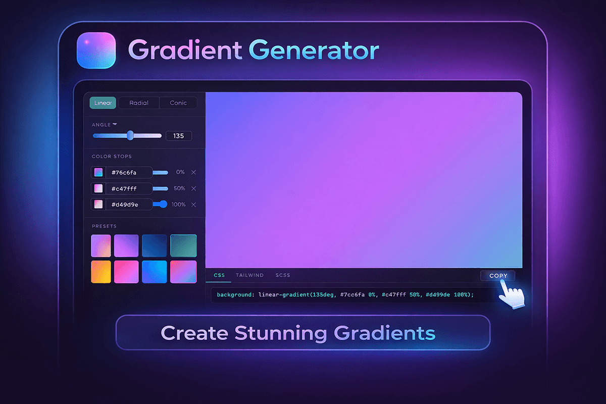 CSS Gradient Generator — Linear, Radial & Conic | FWD Tools