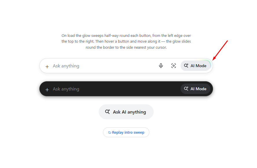 AI Mode Glow Button (Google Search Style)