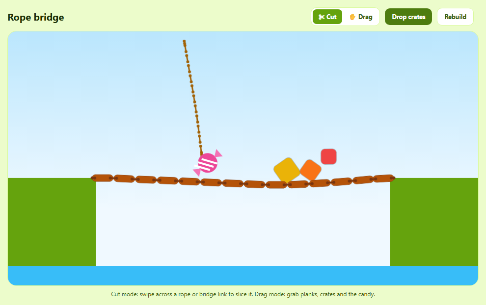 Matter.js Rope Bridge You Can Cut