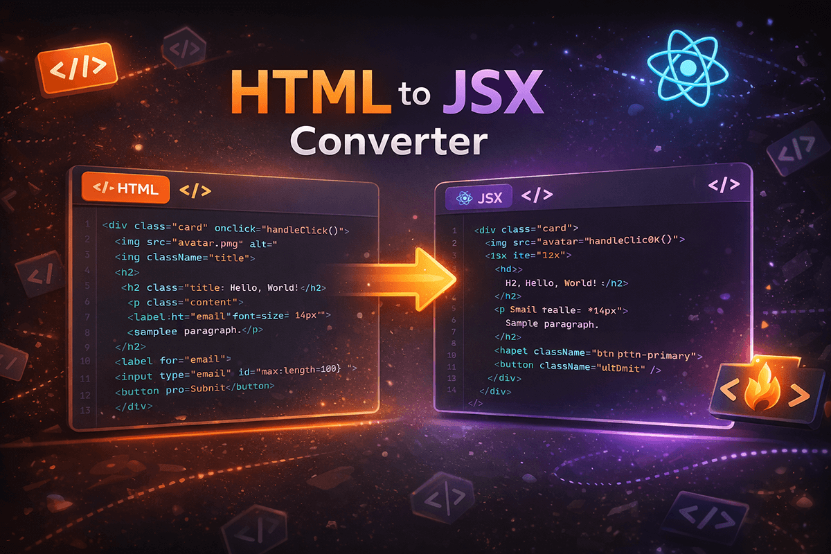 HTML to JSX Converter — Convert HTML to React JSX Online Free | FWD Tools