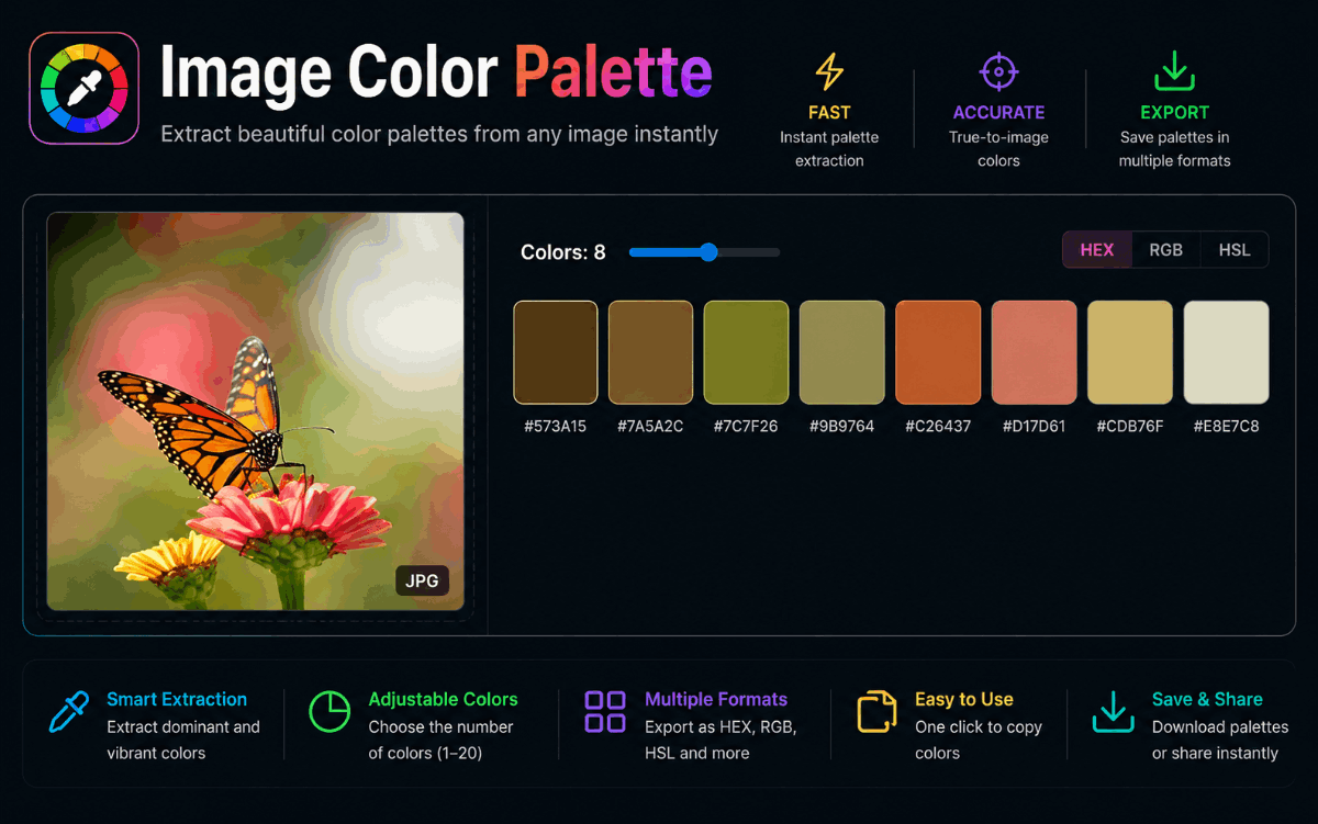 Image Color Palette Extractor — Get Colors from Any Image | FWD Tools