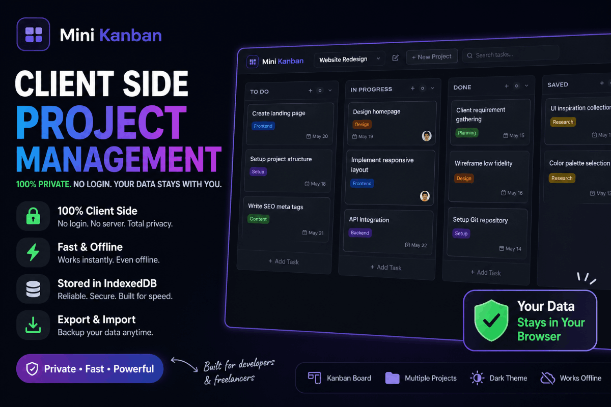 Kanban Board — Free, No Signup, No Login, No Account | FWD Tools
