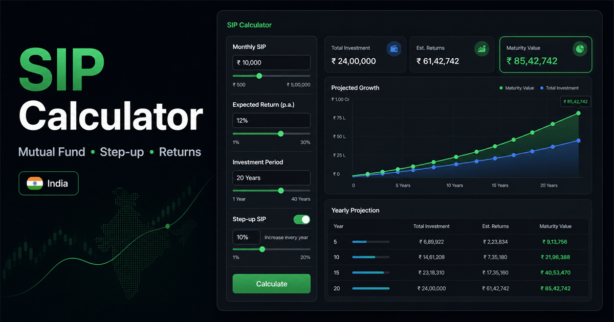 SIP Calculator — Free Mutual Fund SIP & Investment Calculator | FWD Tools