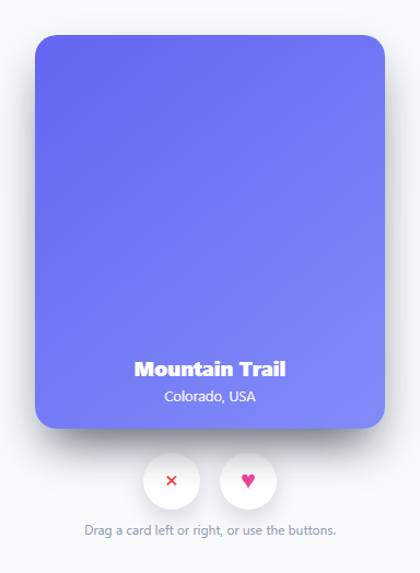Screenshot of the 3D Swipe Card Stack snippet rendered live
