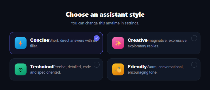 Screenshot of the AI Persona Selector snippet rendered live