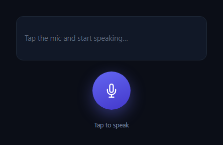 Screenshot of the AI Voice Input Button snippet rendered live