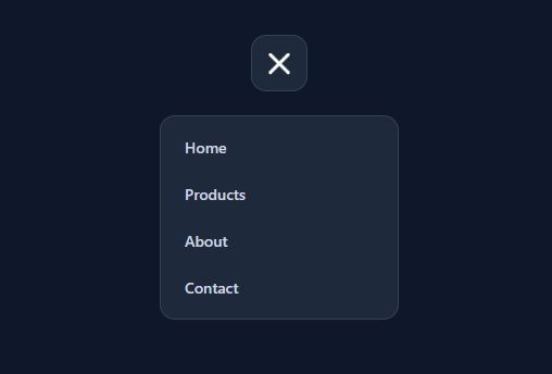 Screenshot of the Animated Hamburger Menu snippet rendered live