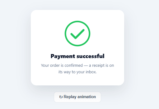 Screenshot of the Animated Success Checkmark snippet rendered live