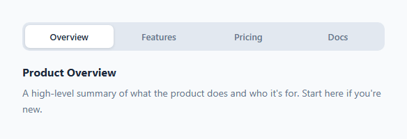 Screenshot of the Animated Tabs with Indicator snippet rendered live