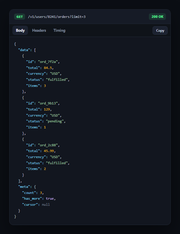 Screenshot of the API Response Inspector snippet rendered live