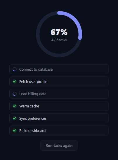 Screenshot of the Async Task Completion Ring snippet rendered live