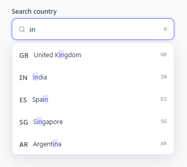 Screenshot of the Autocomplete Input snippet rendered live