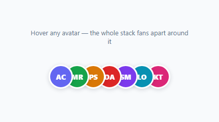 Screenshot of the Avatar Stack Fan Expand snippet rendered live
