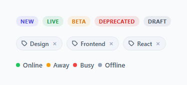 Screenshot of the Badges & Chips snippet rendered live