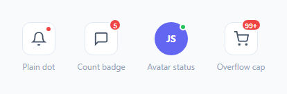 Screenshot of the Badge Dot Indicator snippet rendered live