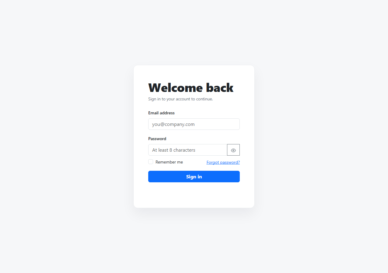 Screenshot of the Bootstrap Login Form with Live Validation snippet rendered live