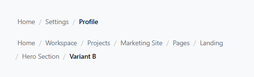 Screenshot of the Breadcrumb Trail with Collapsing Middle Items snippet rendered live