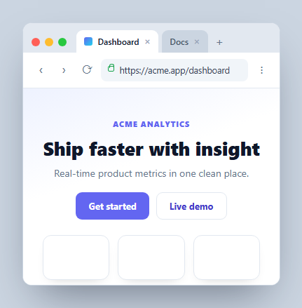 Screenshot of the Browser Window Mockup snippet rendered live