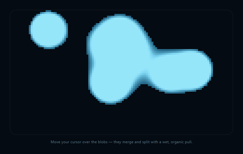Screenshot of the Canvas Metaball Blobs snippet rendered live