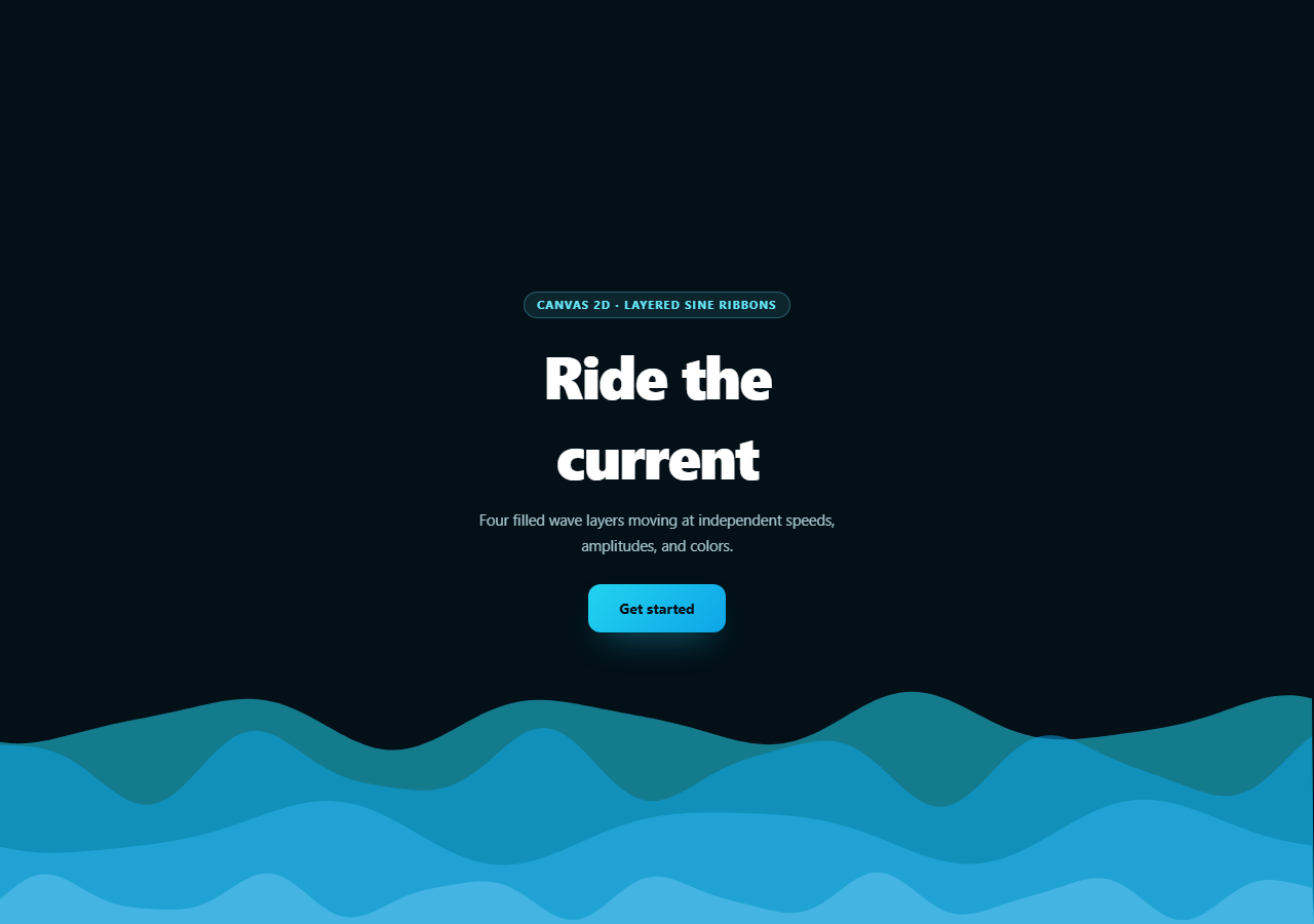Screenshot of the Canvas Wave Background snippet rendered live