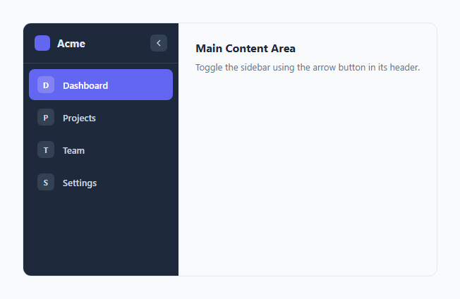 Screenshot of the Collapsible Sidebar snippet rendered live
