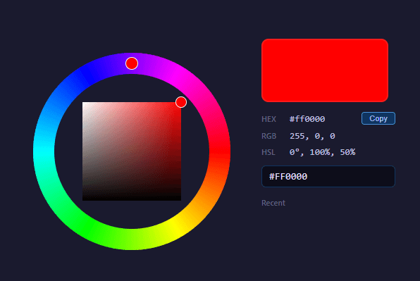 Screenshot of the Color Wheel Picker snippet rendered live