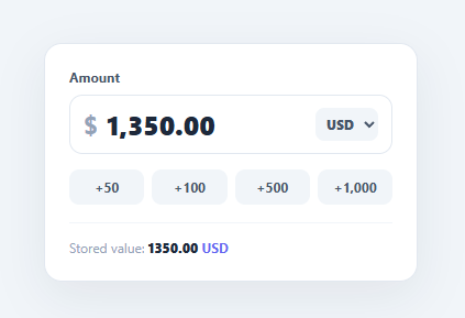 Screenshot of the Currency Input snippet rendered live