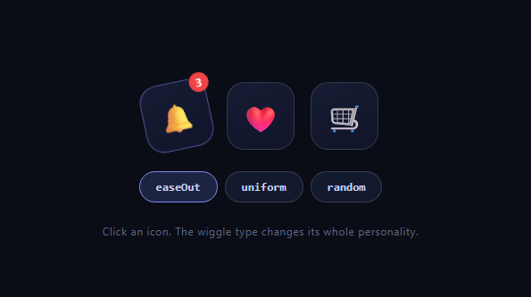 Screenshot of the CustomWiggle Icons snippet rendered live