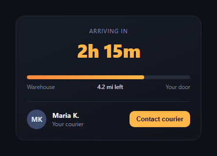 Screenshot of the Delivery ETA Card snippet rendered live