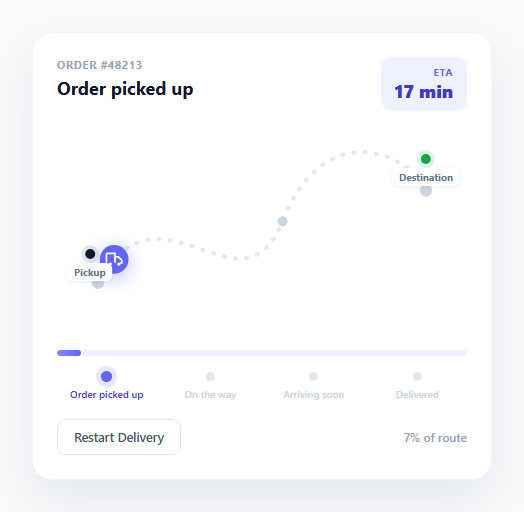 Screenshot of the Live Delivery Route Tracker snippet rendered live