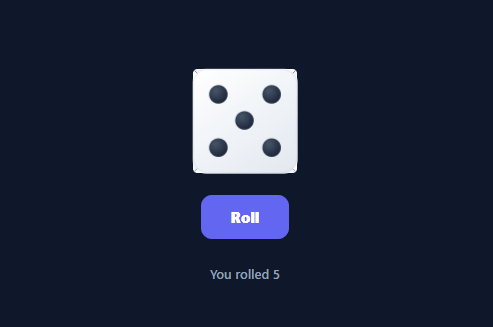 Screenshot of the Dice Roller snippet rendered live