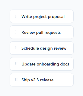 Screenshot of the Drag & Drop Reorder List snippet rendered live