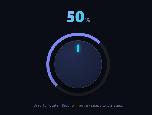 Screenshot of the Draggable Rotation Dial snippet rendered live