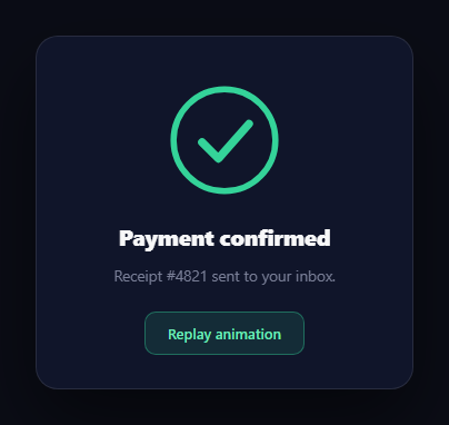Screenshot of the DrawSVG Success Check snippet rendered live