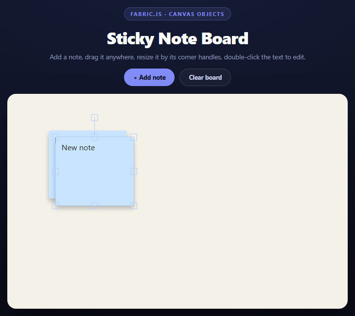 Fabric.js Sticky Note Board