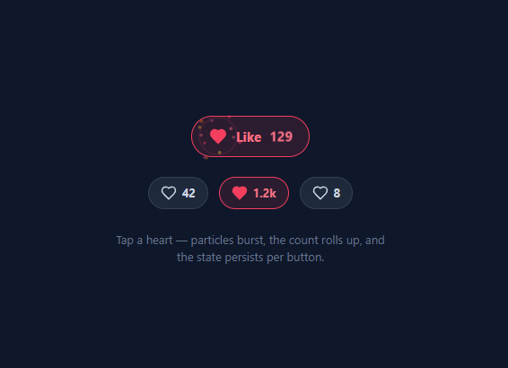 Screenshot of the Like / Favorite Button snippet rendered live