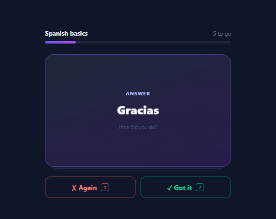 Screenshot of the Flashcard Deck snippet rendered live