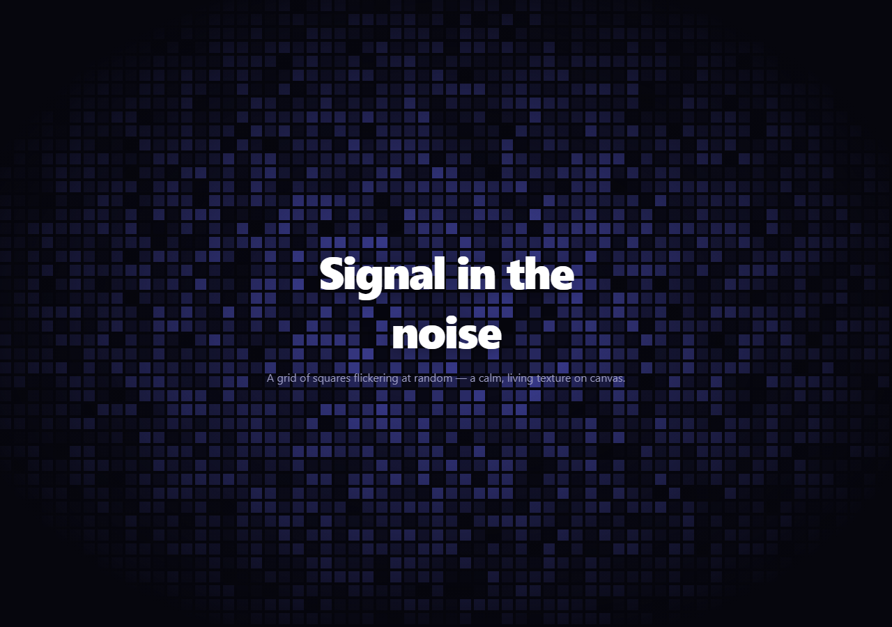 Screenshot of the Flickering Grid snippet rendered live