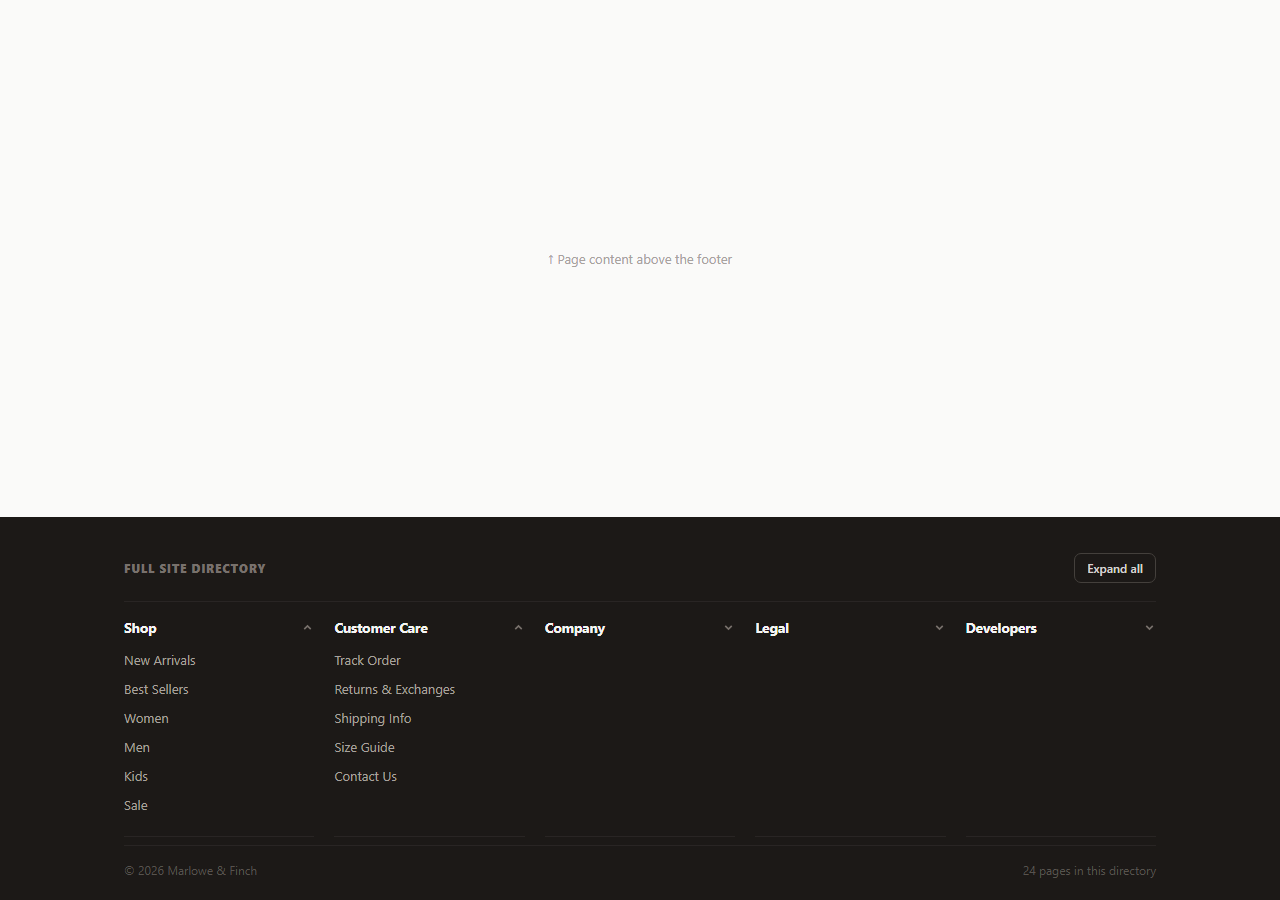 Screenshot of the Sitemap Directory Footer snippet rendered live