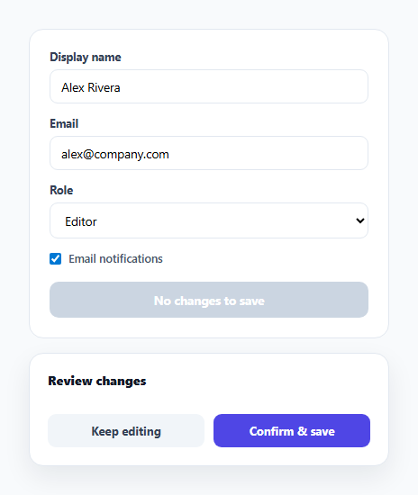Screenshot of the Form Change Diff Preview — Show Exactly What Will Change Before Saving snippet rendered live