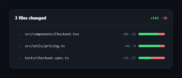 Screenshot of the Git Diff Stat Summary snippet rendered live