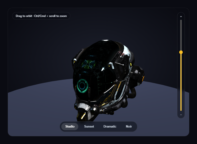 Screenshot of the GLB Lighting Studio Viewer snippet rendered live