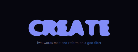 Screenshot of the Gooey Text Morph snippet rendered live