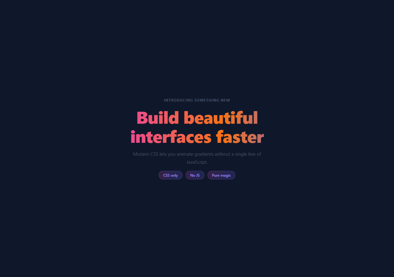 Screenshot of the Animated Gradient Text snippet rendered live