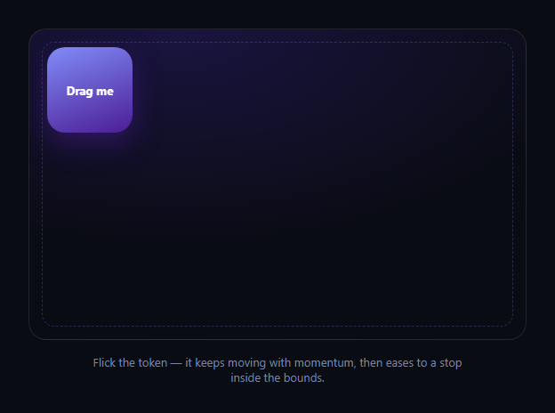 Screenshot of the GSAP Draggable Inertia snippet rendered live