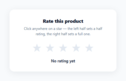 Screenshot of the Half-Star Rating Input snippet rendered live