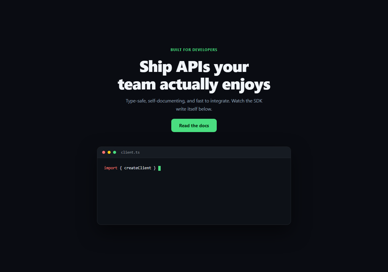 Screenshot of the Developer Hero with Typing Code Window snippet rendered live