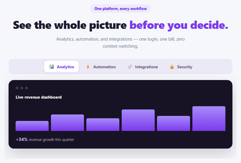 Hero with Feature Tabs Preview