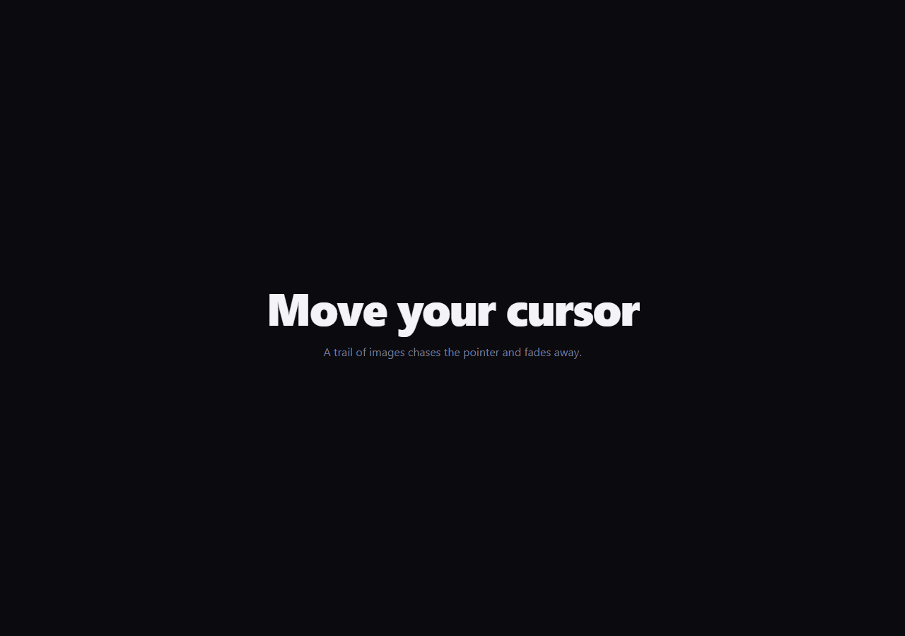 Screenshot of the Hover Image Trail snippet rendered live