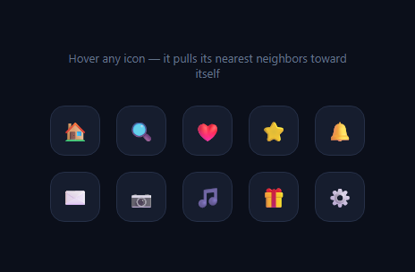 Screenshot of the Icon Grid Neighbor Pull snippet rendered live